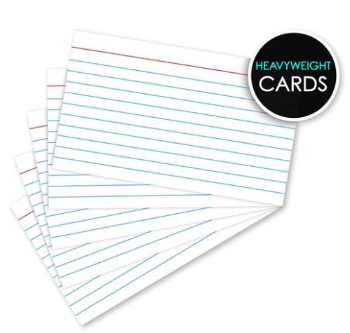 Index Cards White Ruled 3" x 5" Pkg. 100