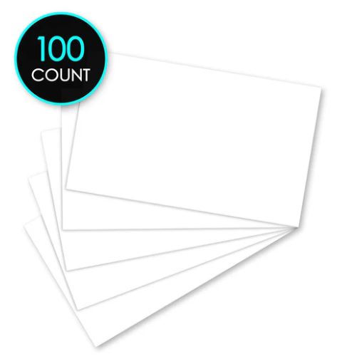 Index Cards Unruled 3" x 5" White Pkg. 100
