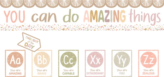 TERRAZZO TONES ALPHABET AFFIRMATIONS BULLETIN BOARD SET