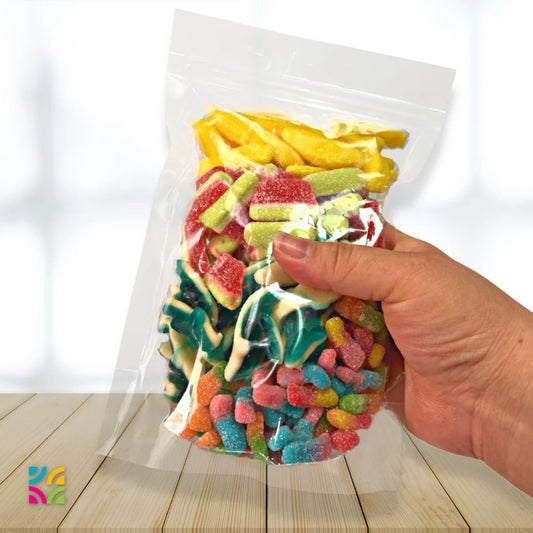 6.25x9.5x1.5 inch Clear Standing Pouch with Ziplock Top for 12-16oz or 1 pound