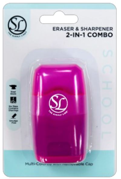 2IN1 SHARPENER/ERASER ASST COLORS