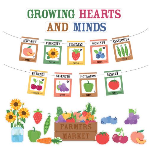Growing Hearts Growing Minds Bulletin Board Set 50 PCS