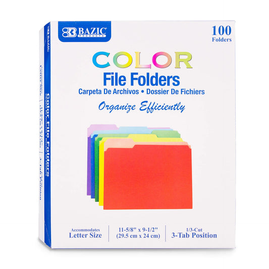 1/3 CUT LTR COLOR FILE FOLDER 100/BOX