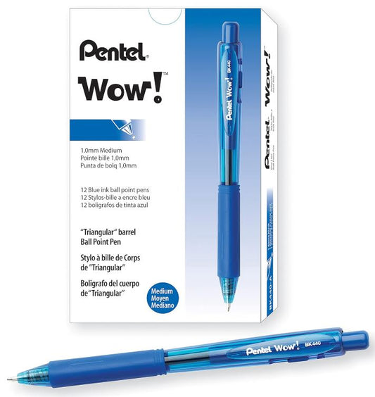 Wow! Retractable Ballpoint Pen 1.0 mm Medium Blue Cj. 12