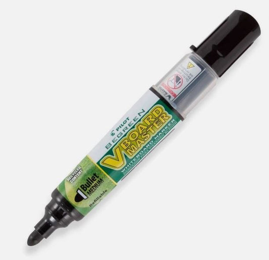 V Board Master BeGreen Refillable Dry-Erase Markers Bullet Tip Black Ink