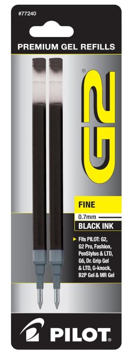 G2 Refills for Gel Ink Fine Point 0.7 mm Black Ink Pkg. 2