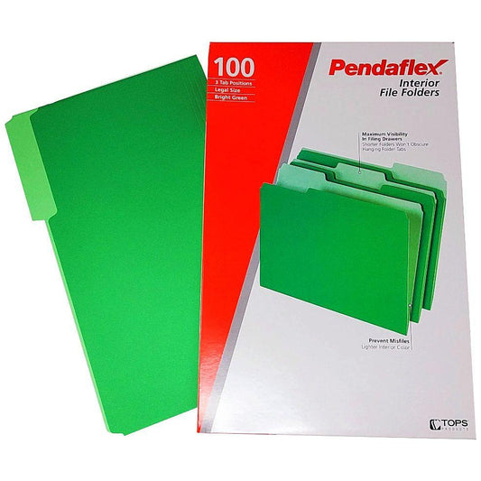 FOLDER INTERIOR LEGAL BRIGHT GREEN BOX/100