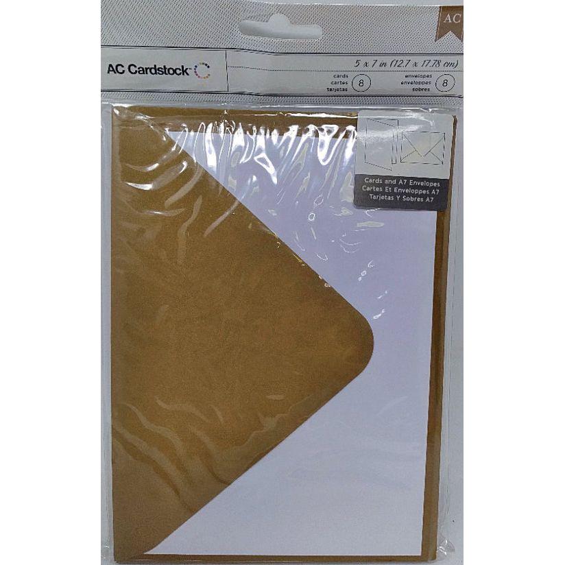 CARDS AND ENVELOPE A7 GOLD 8PK