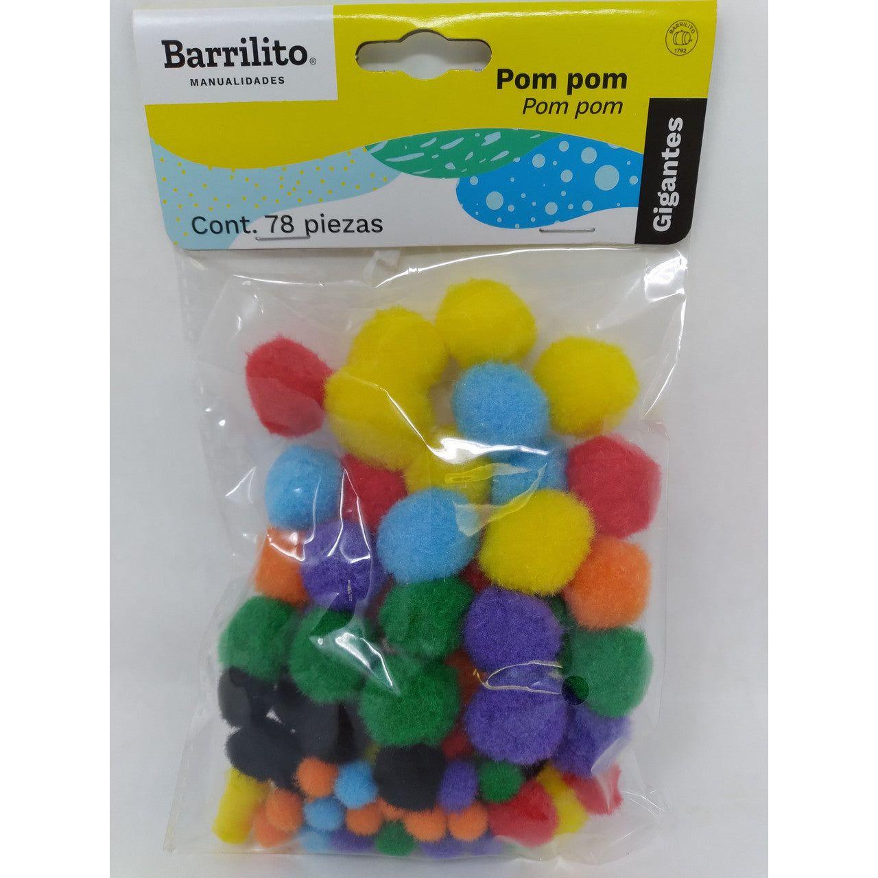 POM POM COLORES SURTIDOS MEDIANOS 78PCS