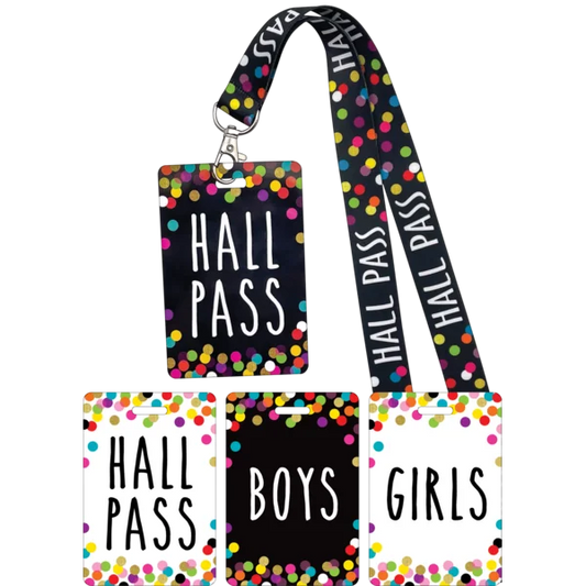 CONFETTI HALL PASS LANYARDS