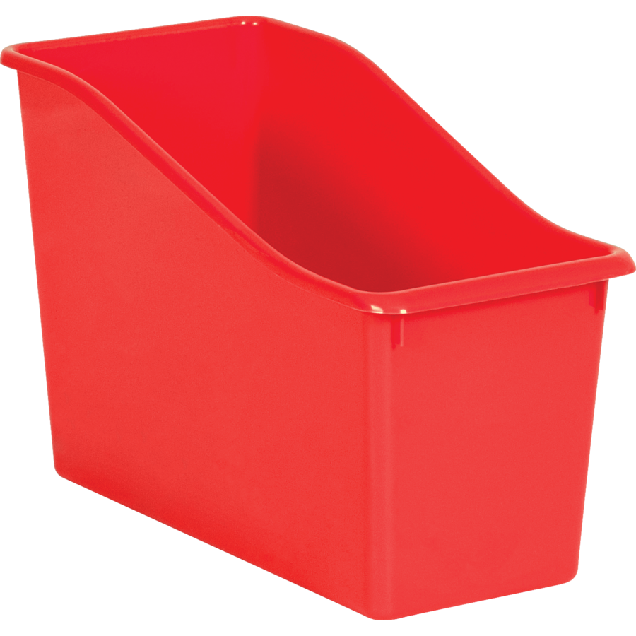 RED PLASTIC BOOK BIN