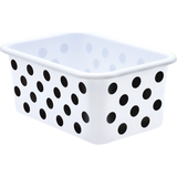 BLACK POLKA DOTS ON WHITE SMALL PLASTIC STORAGE BI