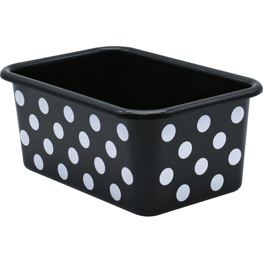WHITE POLKA DOTS ON BLACK SMALL PLASTIC STORAGE BI