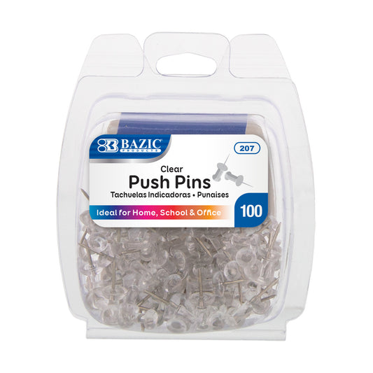 PUSH PINS CLEAR 100