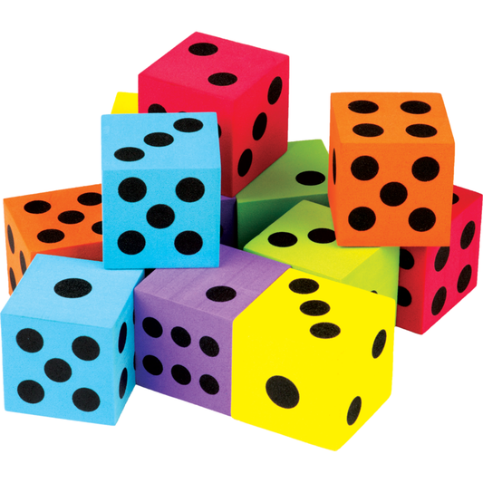 COLORFUL LARGE DICE 12-PACK (1 1/2'')