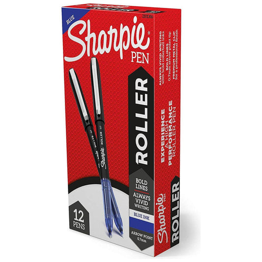 SHARPIE 0.7MM ROLLER 12CT BLUE BOX