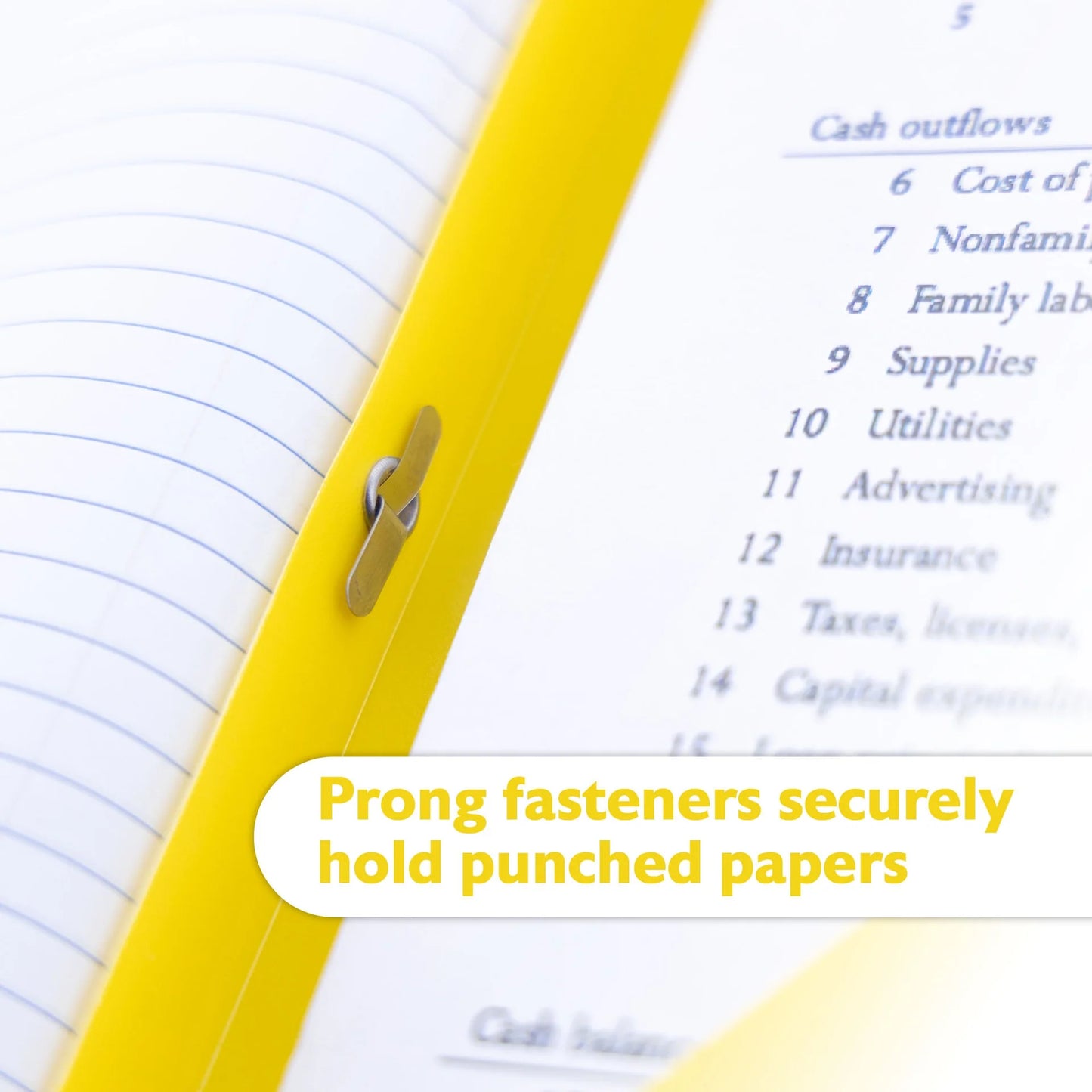 BAZIC Yellow Color 2-Pockets Poly Portfolio w/3 Prongs