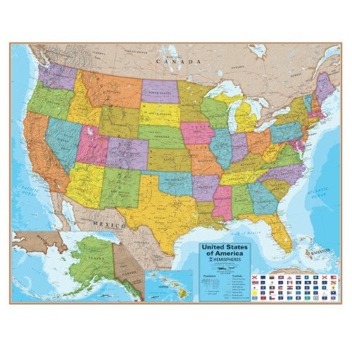 HEMISPHERES BOXED USA MAP LAMINATED