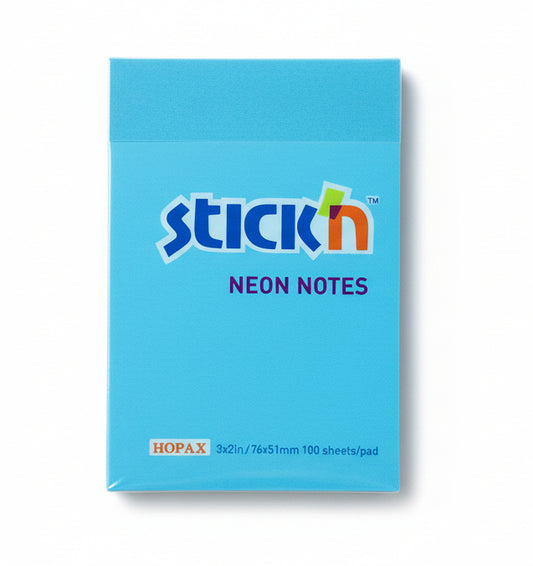 Stick'n Neon Note Blue| 100 Sheets \ Pad