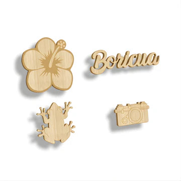 2.5mm Wood Cut-Out Boricua Set (Coqui, Amapola, Boricua & Camera)