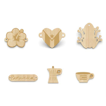 20~25mm Puerto Rico Theme Connectors Bracelet Station Wood Charms and Connector