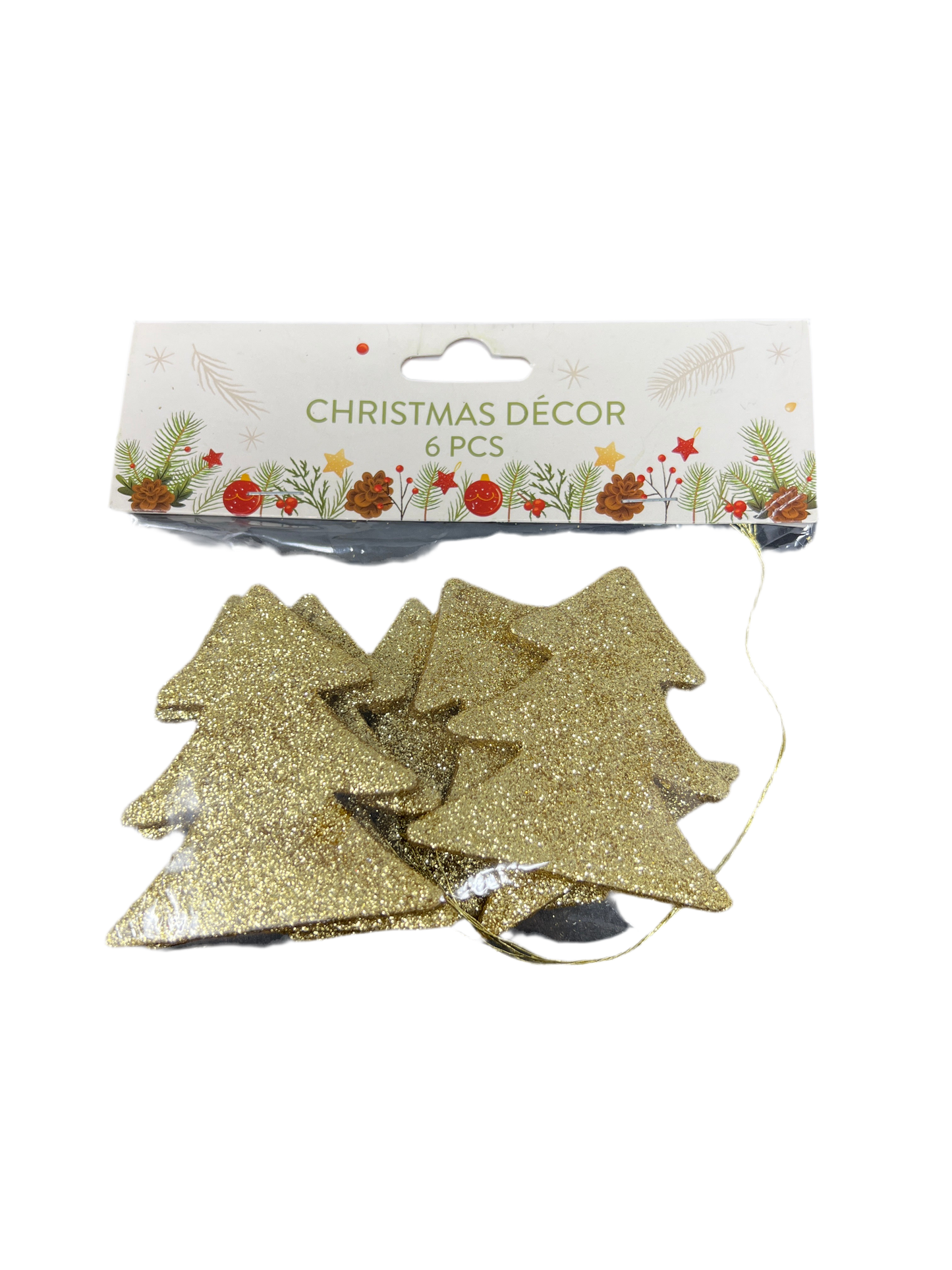 CHRISTMAS TREE GOLD FOAM HANGER 6PCS