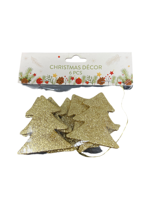 CHRISTMAS TREE GOLD FOAM HANGER 6PCS