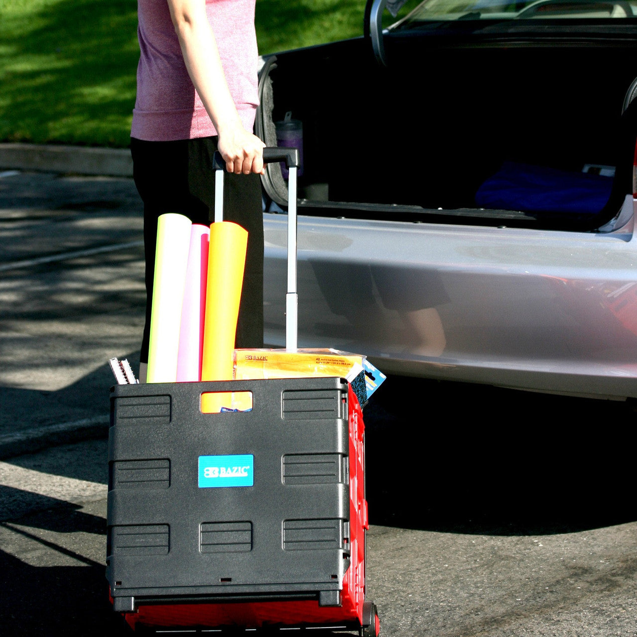 FOLDABLE ROLLING CART BLACK 16" X 18" X 15"