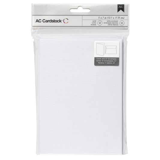 American Crafts A7 Cards | W/Envelopes | 5.25"X7.25" | 12/Pkg
