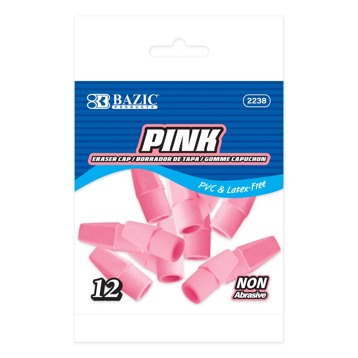 BAZIC Pink Eraser Cap (12/Pack)