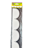 WHITE WITH BLACK SCALLOPED DIE-CUT BORDER
