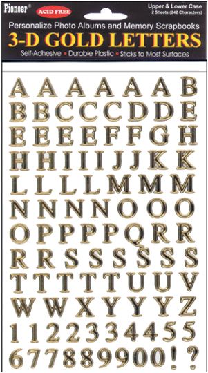 Pioneer 3D Gold Letter Stickers | 2 Sheets