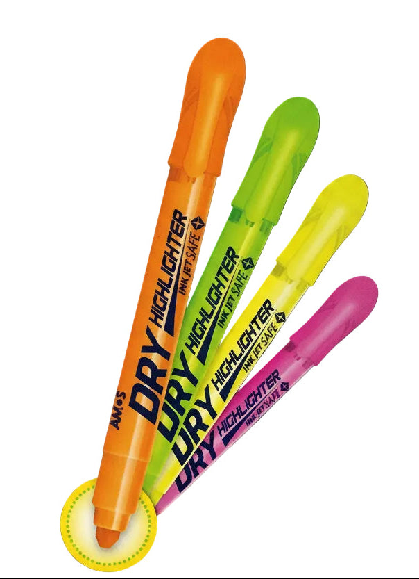 Dry Hiighlighter Fluorescent | Solid Lead | INJ JET SAFE | 4 Color