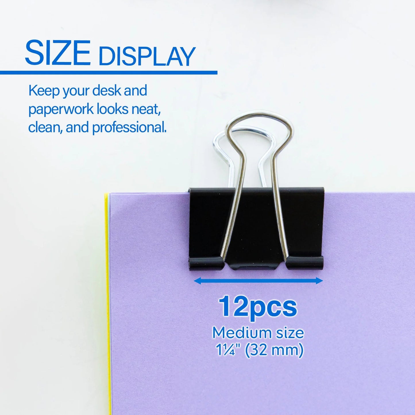 BINDER CLIPS MEDIUM 1-1/4" BLACK PQ.8