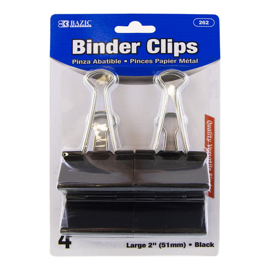 BINDER CLIPS LARGE 2" BLACK PQ.4