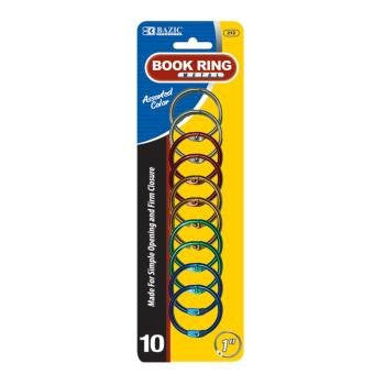 METAL BOOK RING ASST COLOR 1" PQ.10