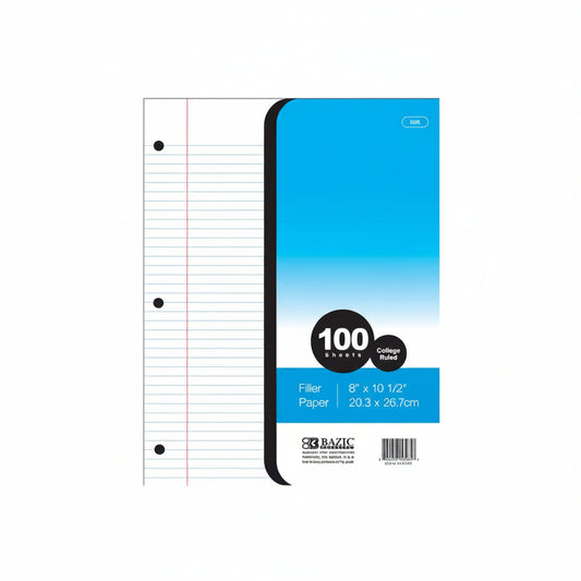Filler Paper College Rule 100 Sheet – imagen 1 - JA Riollano