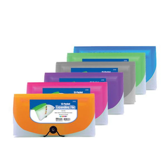 EXPANDING FILE PLASTIC CHECK 13-POCKET ASST COLORS