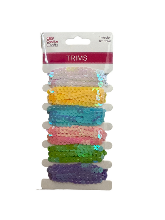 SEQUIN TRIM PASTEL 6X1M EA