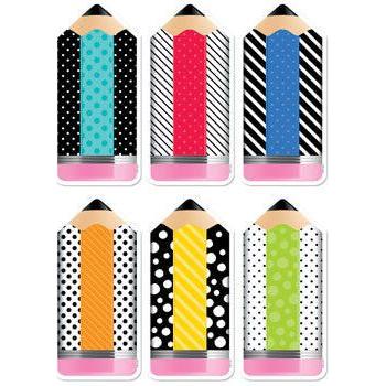 BOLD & BRIGHT STRIPED & SPOTTED PENCILS DESIGN CUT