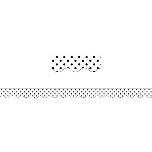 BLACK POLKA DOTS ON WHITE SCALLOPED BORDER