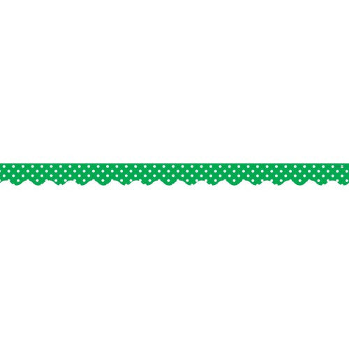 GREEN MINI POLKA DOTS SCALLOPED BORDER