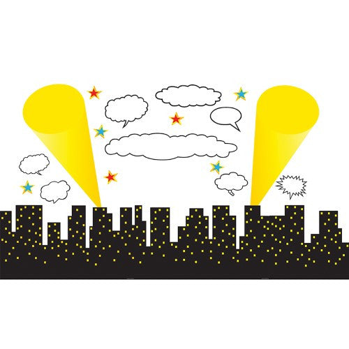 SUPERHERO CITYSCAPE BULLETIN BOARD