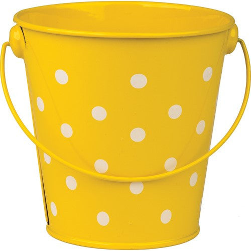 YELLOW POLKA DOTS BUCKET 4-1/8" WIDE AND 4-1/8"