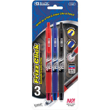 FRIZZ ASST ERASABLE GEL RETRACTABLE PEN PQ.3