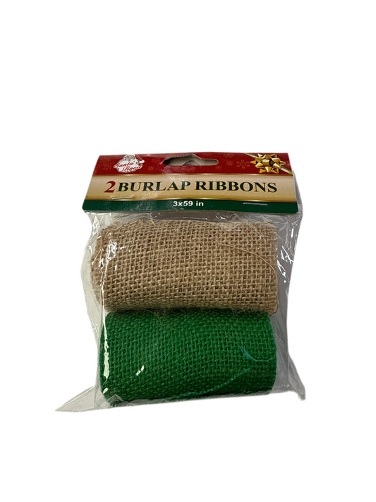 BURLAP RIBBON ROLL 2PK