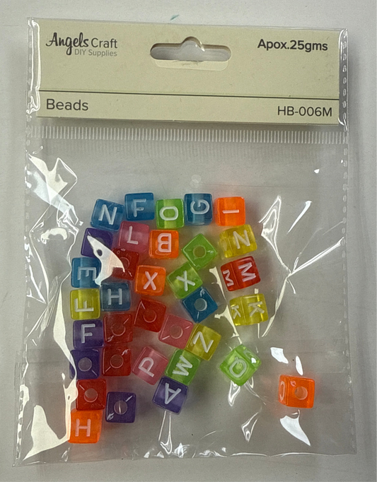 CUBE COLORED ALPHABET BEADS 50 PC