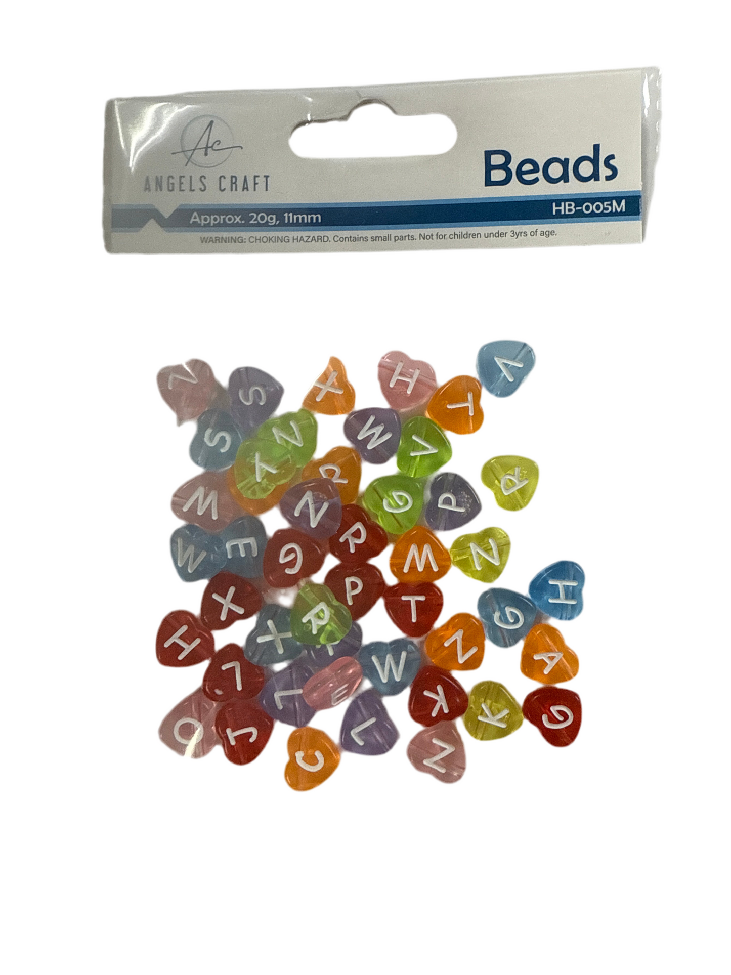 HEART COLORED ALPHABET BEADS ASST COLORS 100PCS