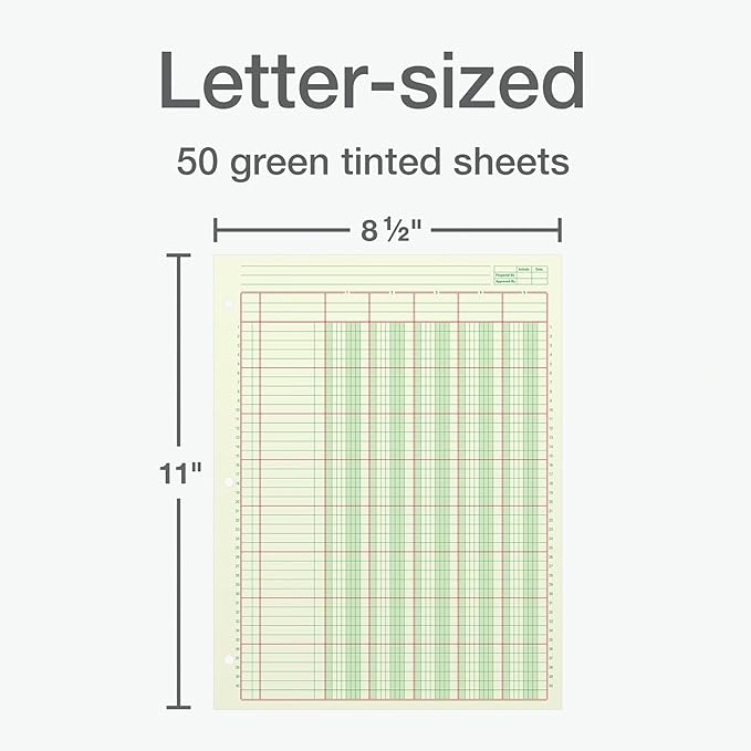 Columnar Analysis Pad, 5 Column Ledger, 8.5" x 11", 100 Pages