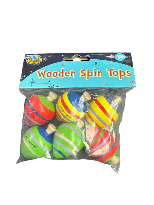 PAINTED WOOD SPIN TOPS